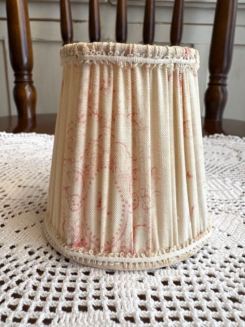 フランスアンティーク　ファブリックプリーツシェード　デザイン&柄違い　2個セット