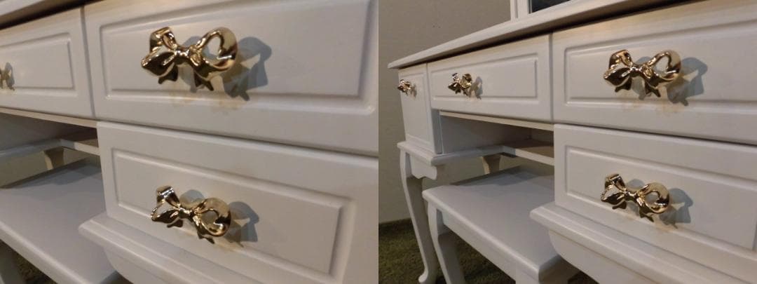 送料無料★ロココ調姫系アンティーク風猫足リボンドレッサーセット【フェミニン】