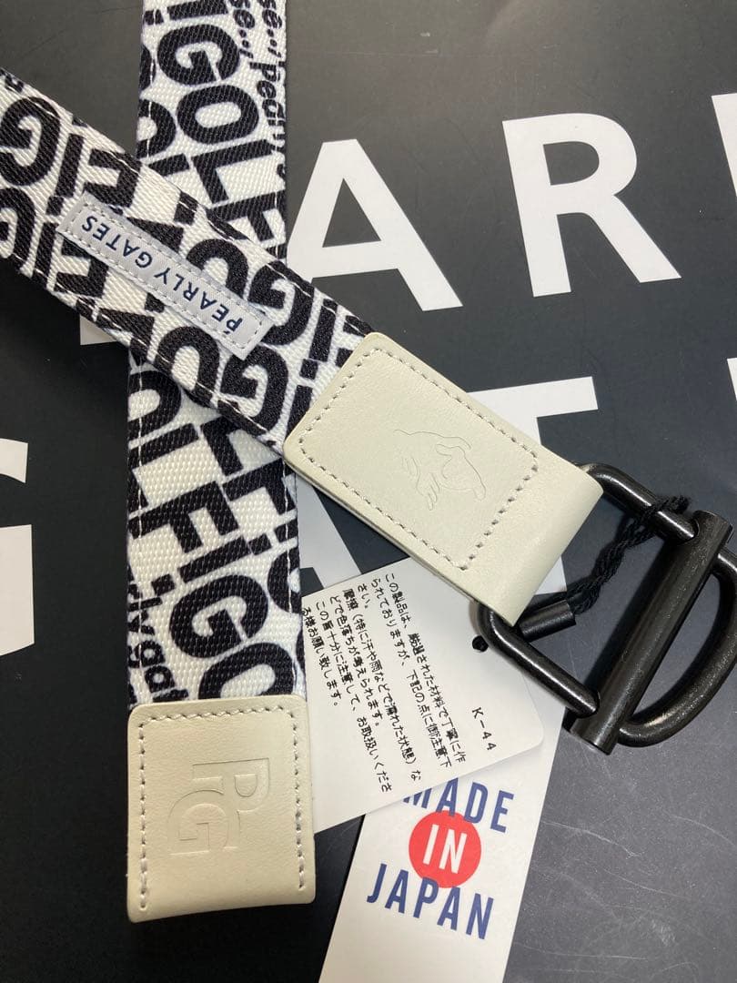 新品 パーリーゲイツ ゴルフロゴプリントテープベルト 白 UNISEX 日本製