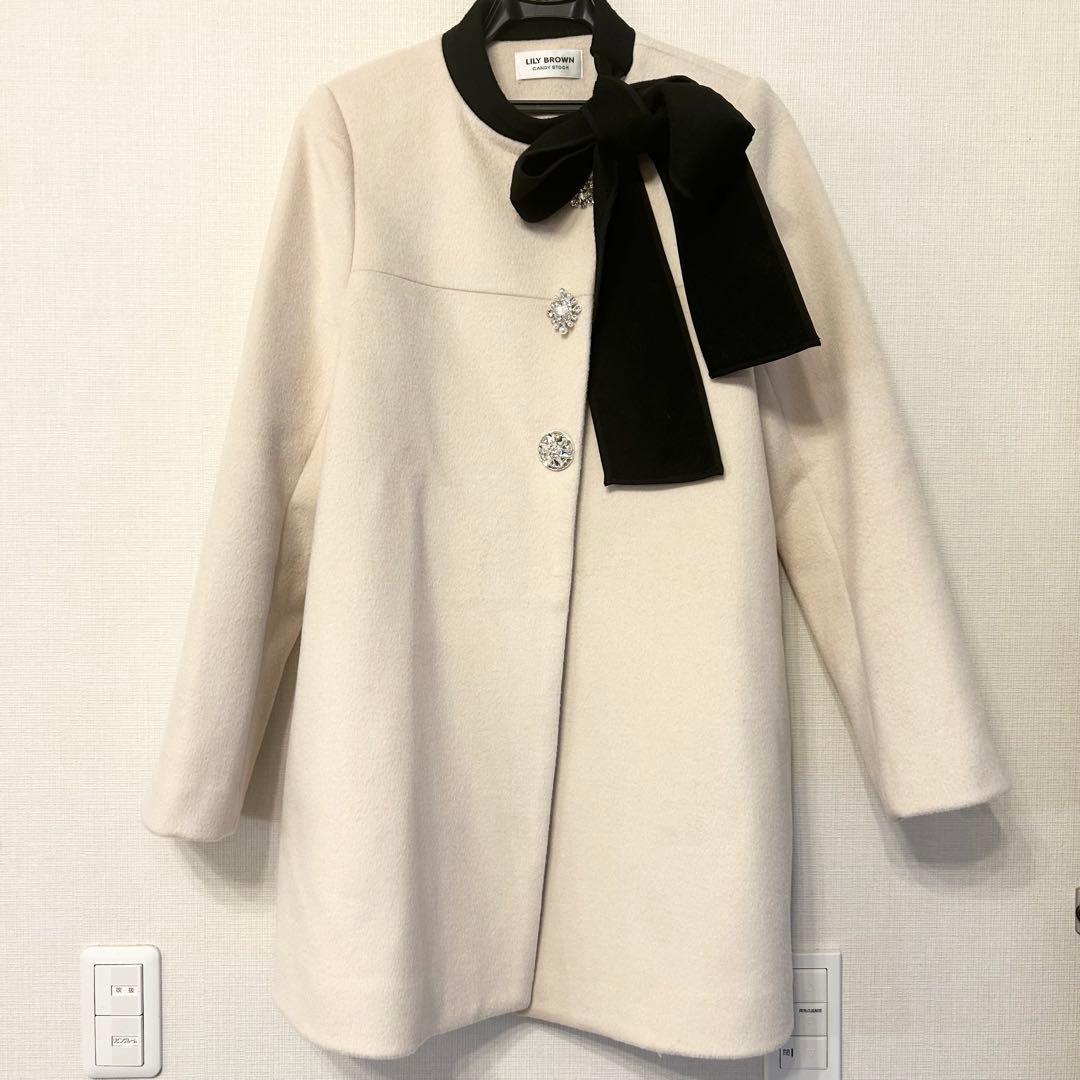 L.B CANDY STOCK Aラインビジューリボンコート