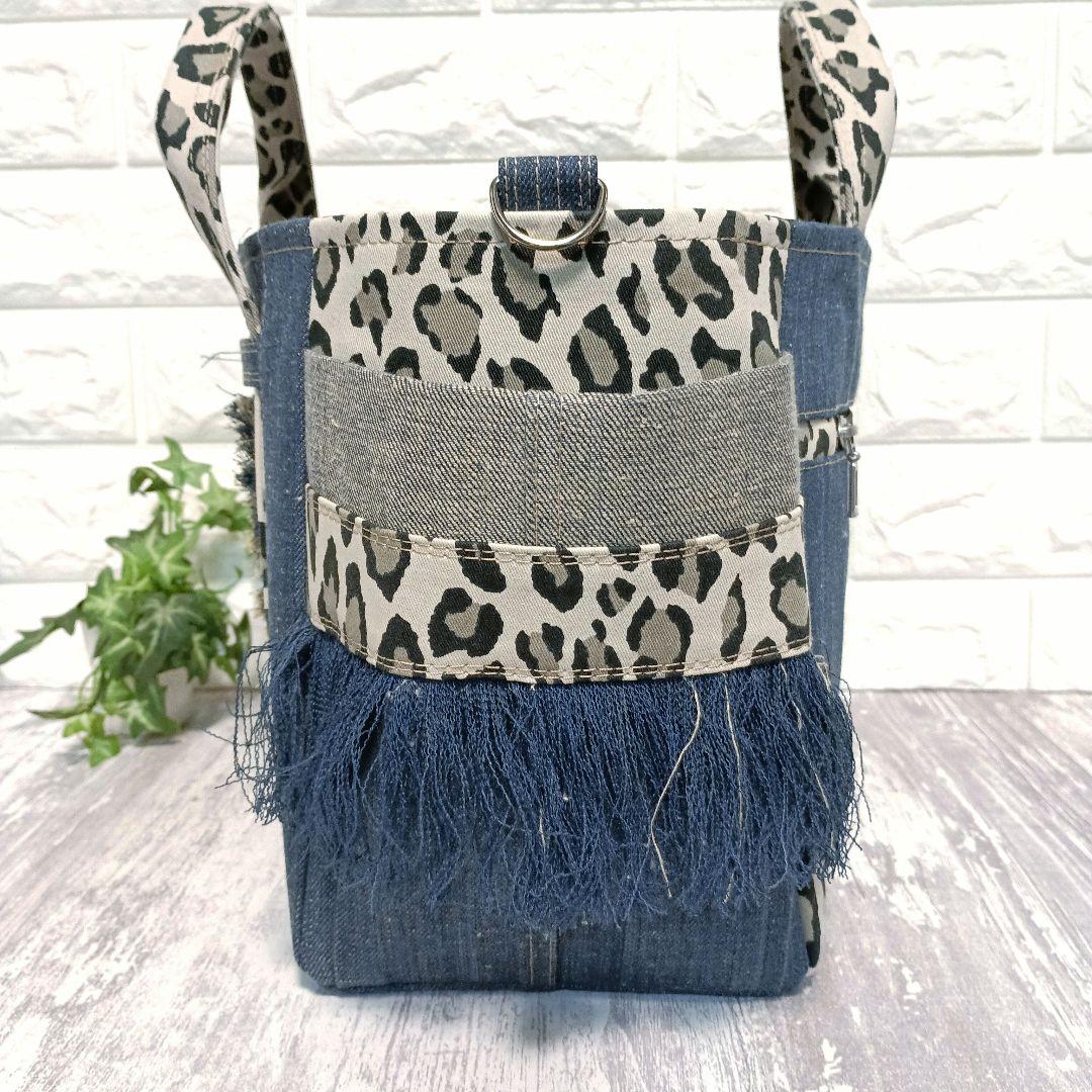 リメイクデニム★サイドフリンジトートバッグM