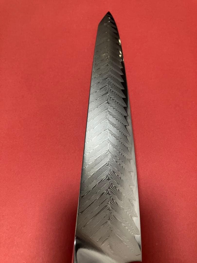 V金10号73層ダマスカス 筋引包丁 G10＋レジン柄 270mm