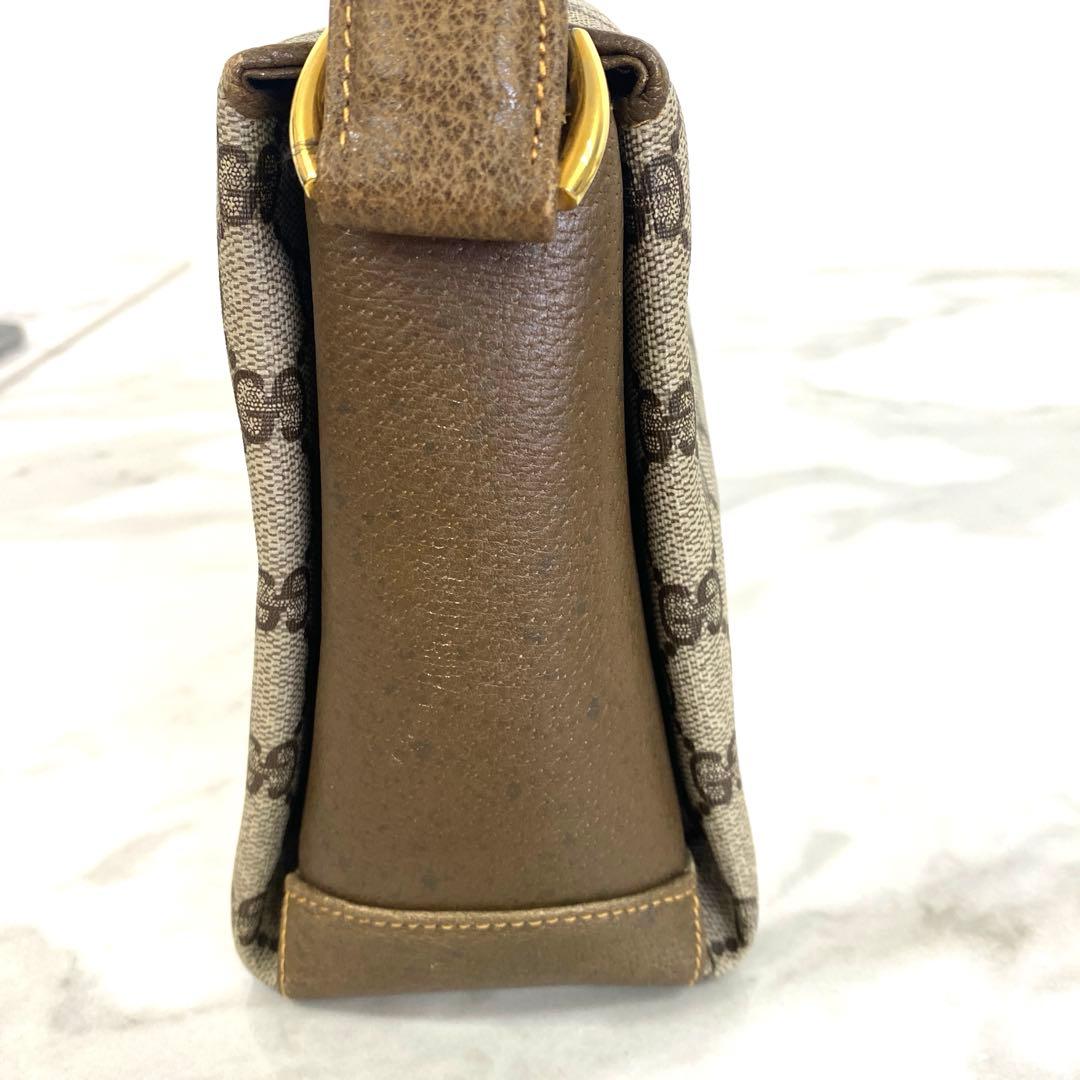 #オールド グッチ GGスプリーム PVC レザー ハンドバッグベージュブラウン