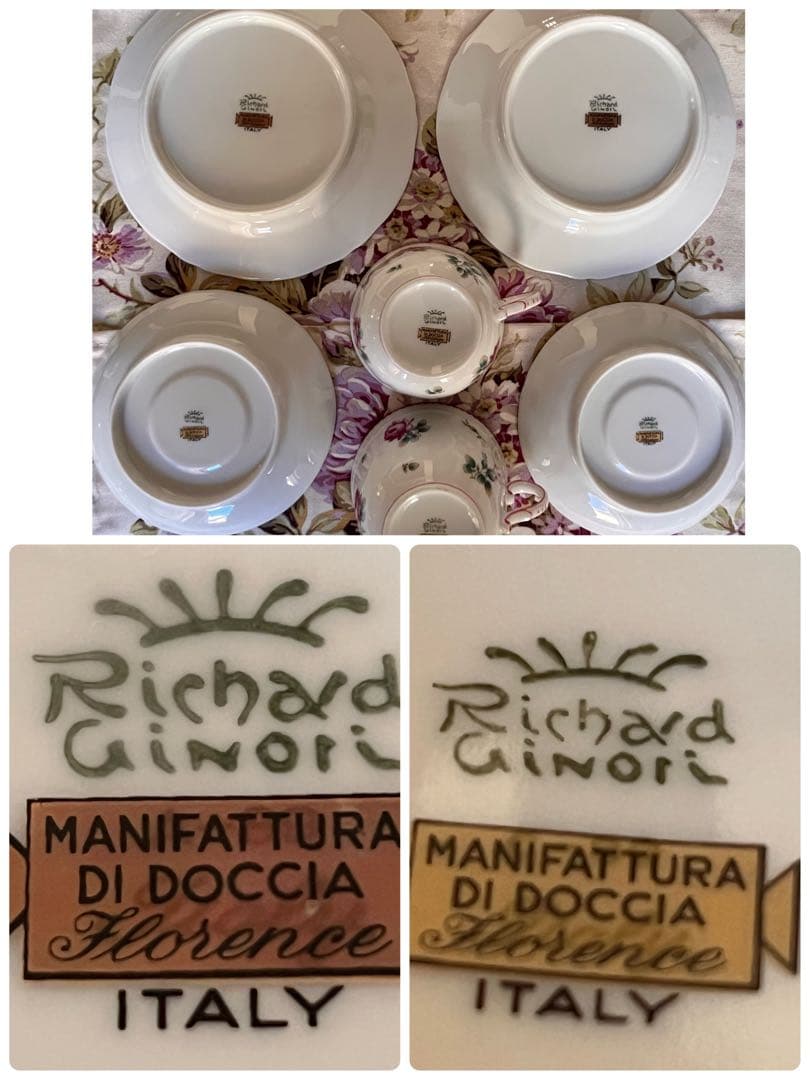 【未使用美品】リチャードジノリ★アンティックローズ★トリオ　ペア