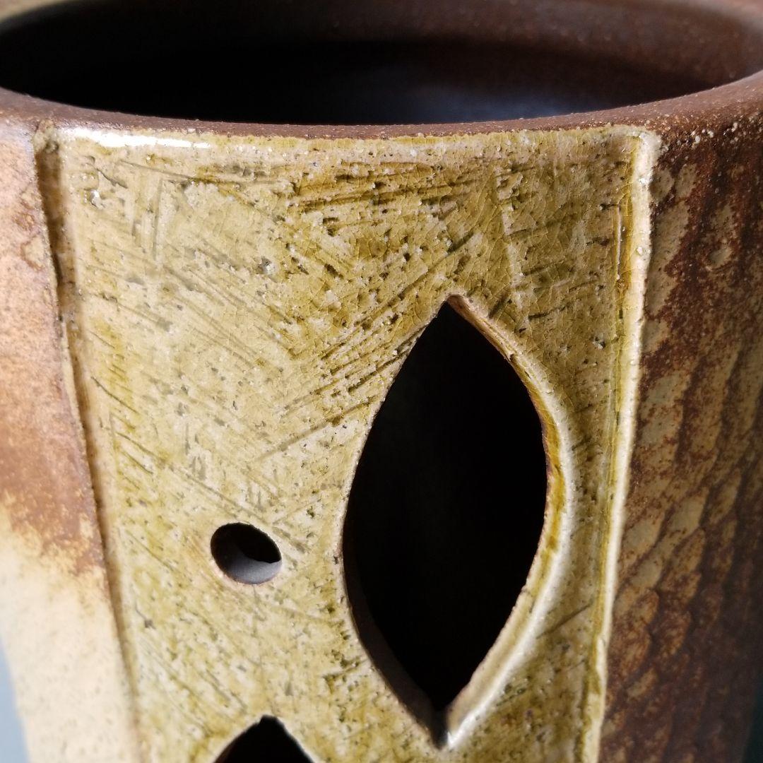 信楽焼傘立て  前茶彫 高さ４２cm