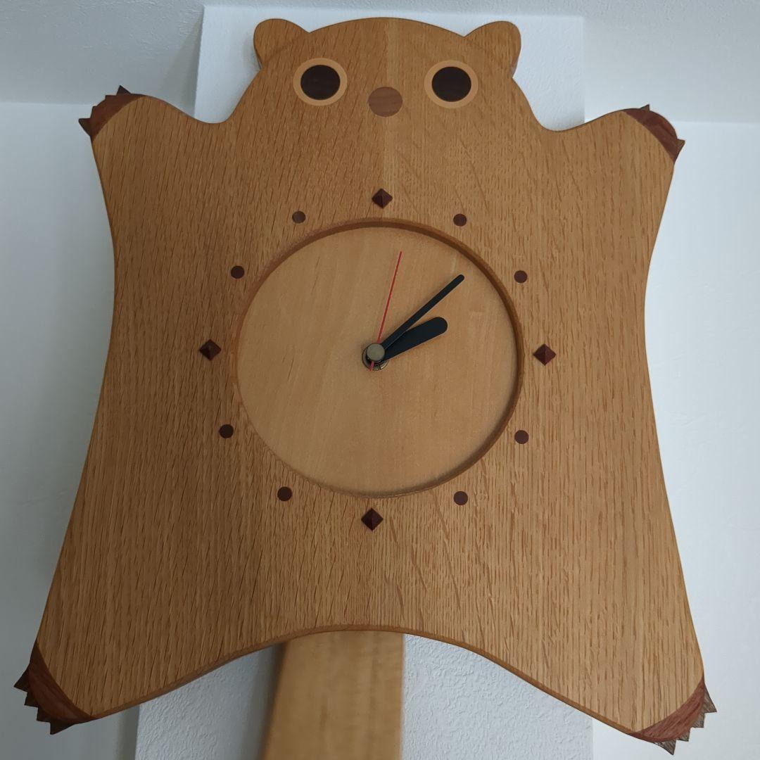 美品★北海道東川振興公社　コタンクルカムイ　エゾモモンガ　木工時計