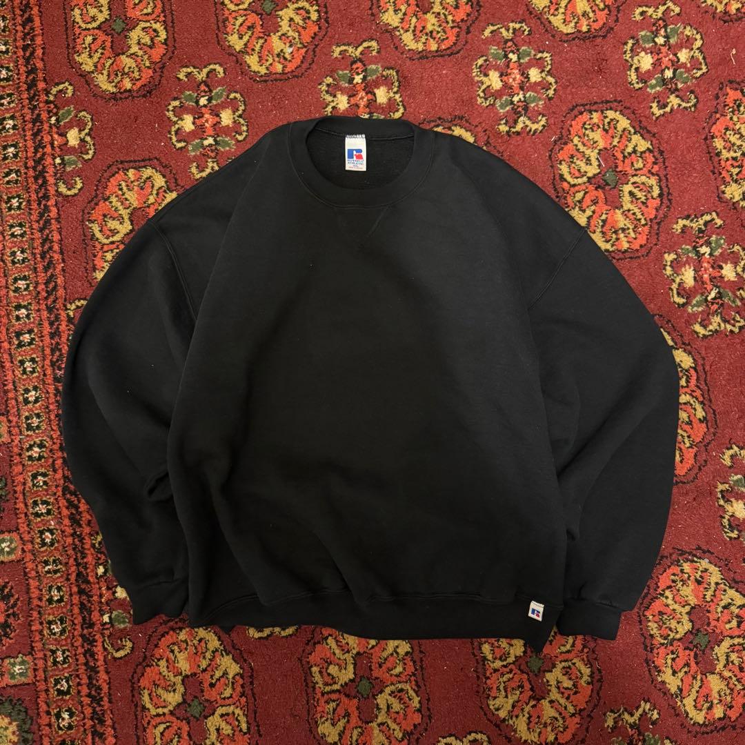 90s Russell ラッセルアスレチック スウェット 無地 前V ブラック