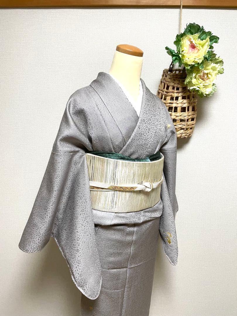 ♦️逸品　正絹　幾何学丸模様　洒落袋の作り帯