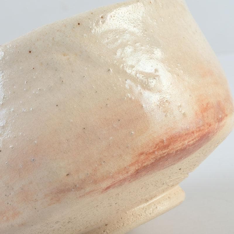 茶道具　大樋焼　九代　大樋長左衛門作　八橋之絵　志野茶碗　共箱　V　9903