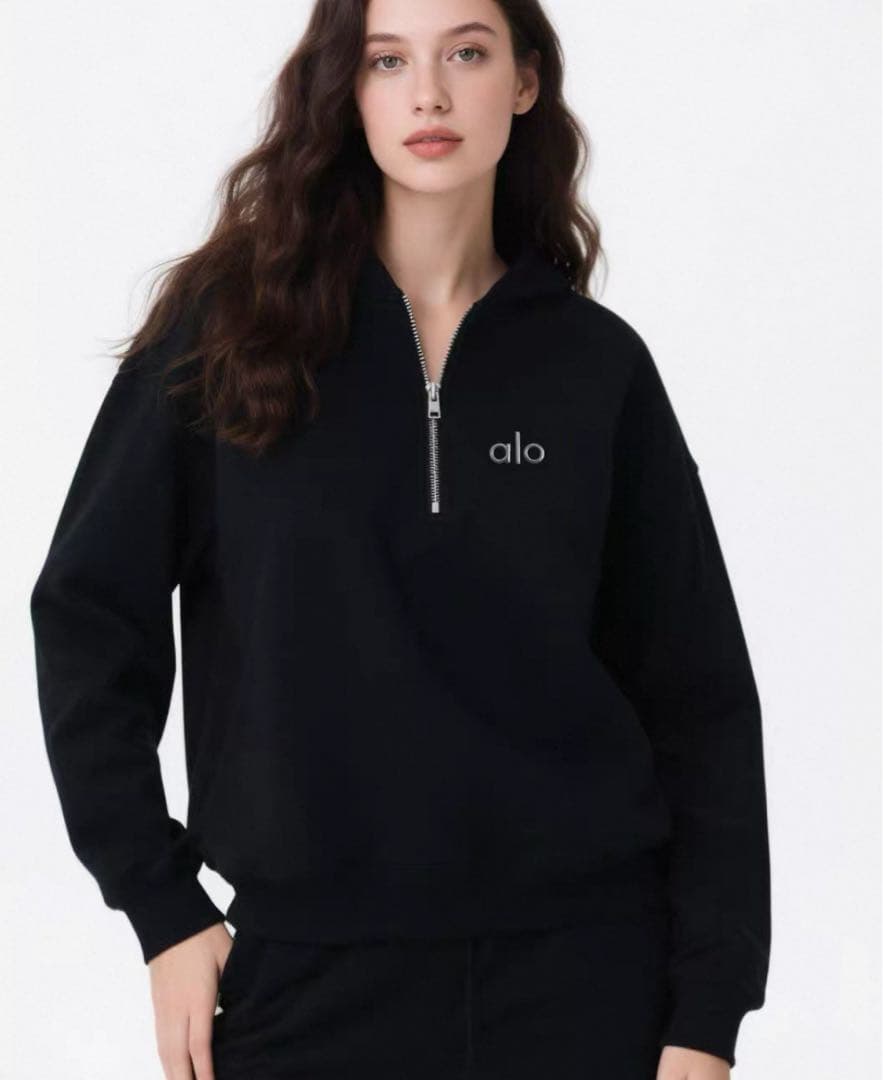 Alo Yoga ハーフジップ Sサイズ トレーナータグ付き ブラック 男女兼用