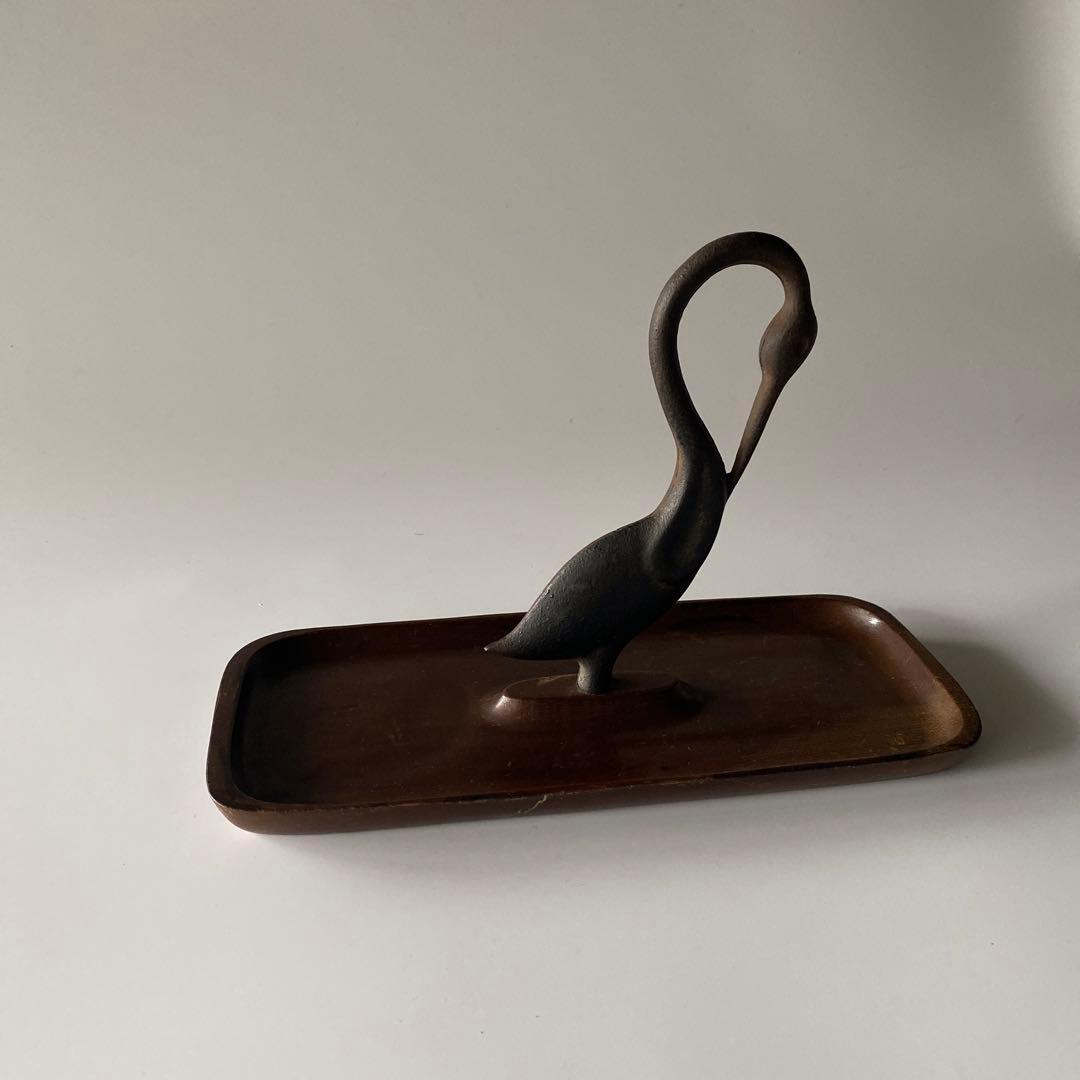 希少 馬場忠寛 鶴 トレイ オブジェ 南部鉄器 ミッドセンチュヴィンテージ