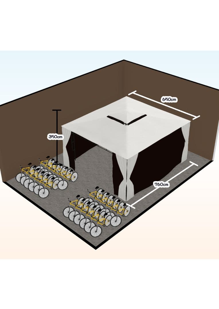 赤いイベント用テント 7600×6500 x 3500