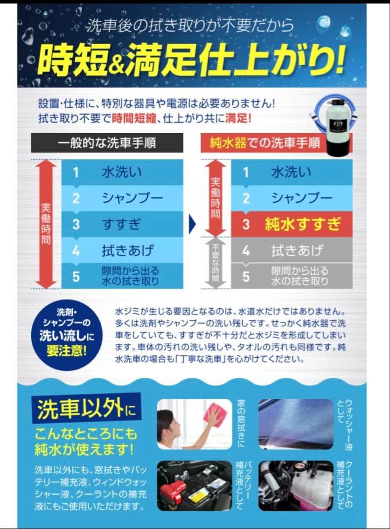 ガラコート 純水器 洗車用 11L FRP製耐圧タンク