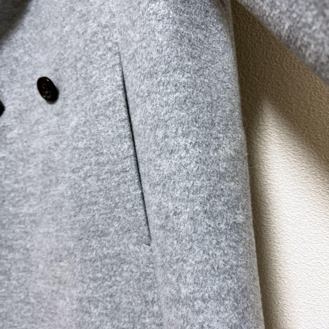 【極美品】 23区 ウール アンゴラ混 ビーバーフーデッド コート 44 グレー