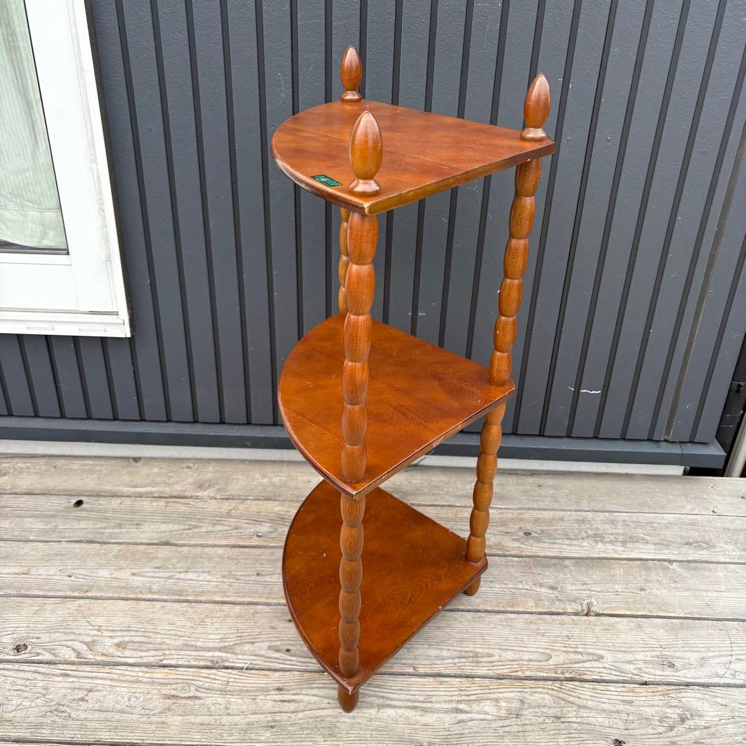 希少 ナジコ 木製コーナーラック 飾り棚 3段 昭和レトロ ミッドセンチュリー