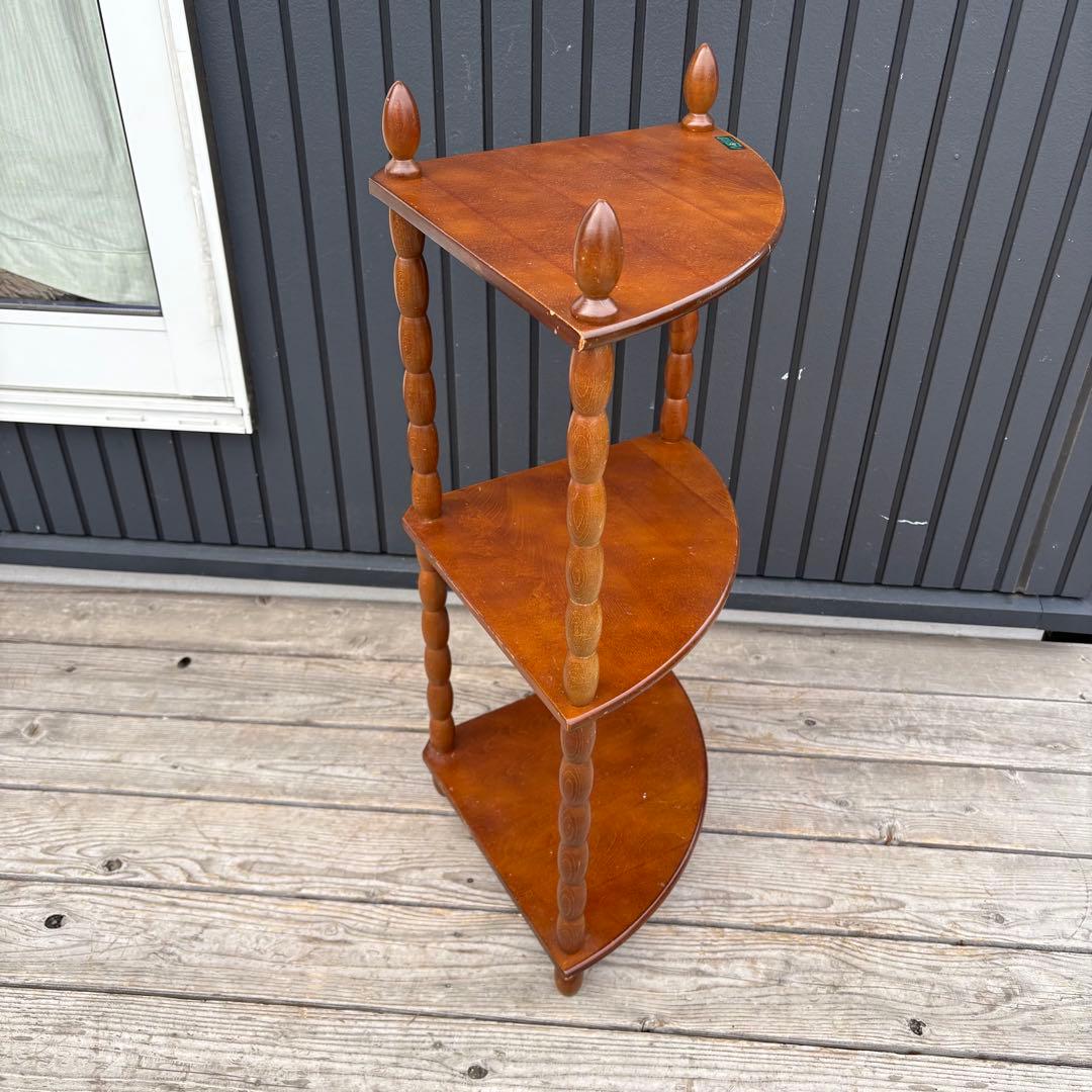 希少 ナジコ 木製コーナーラック 飾り棚 3段 昭和レトロ ミッドセンチュリー