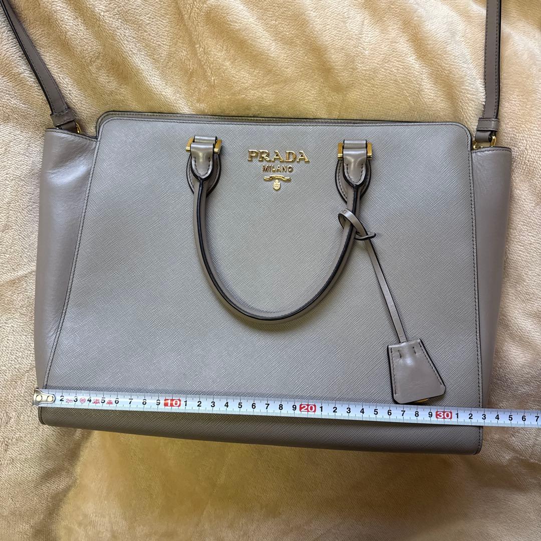 PRADA グレー トートバッグ ショルダー付き