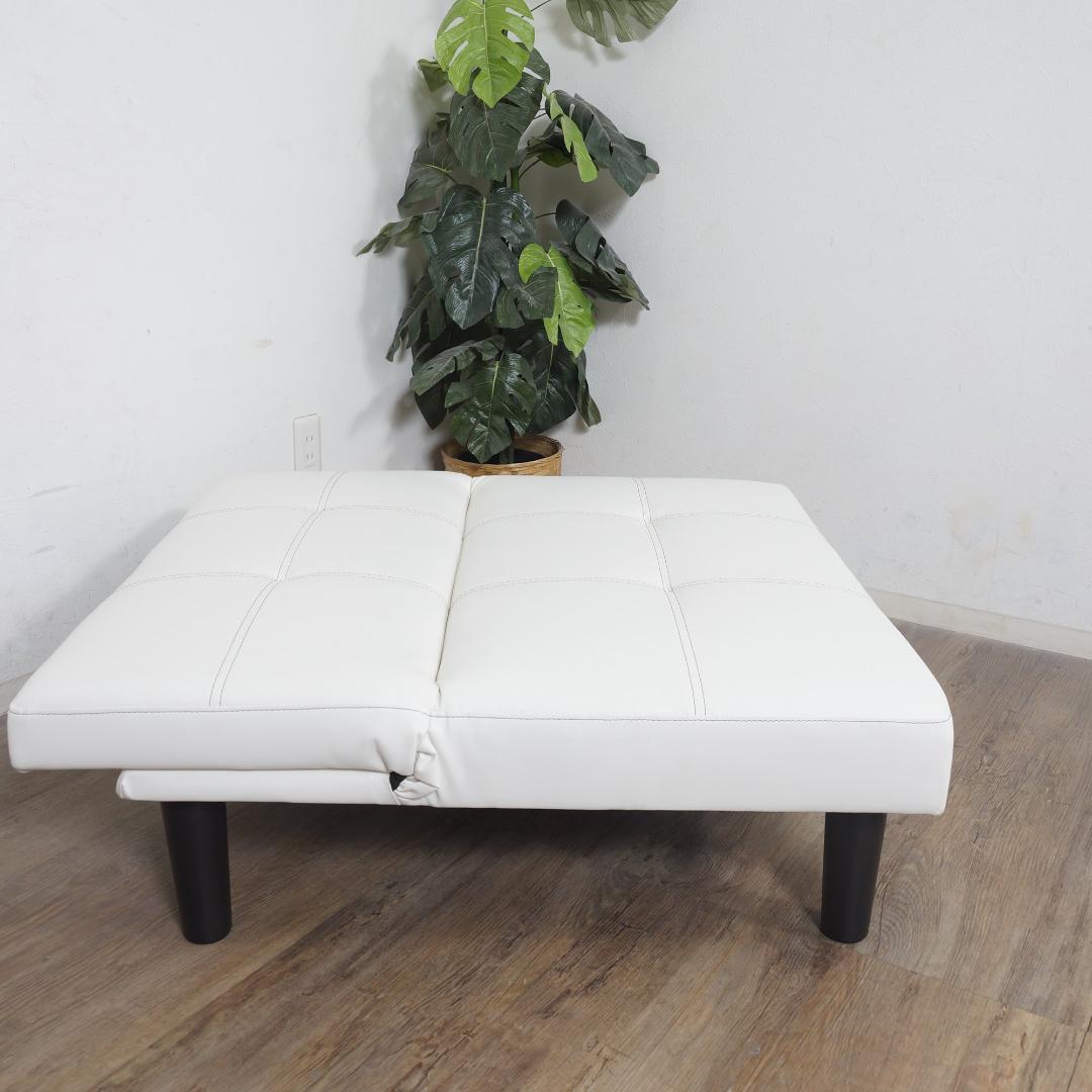 uuu【新品】レザー張り リクライニングソファ　アウトレット