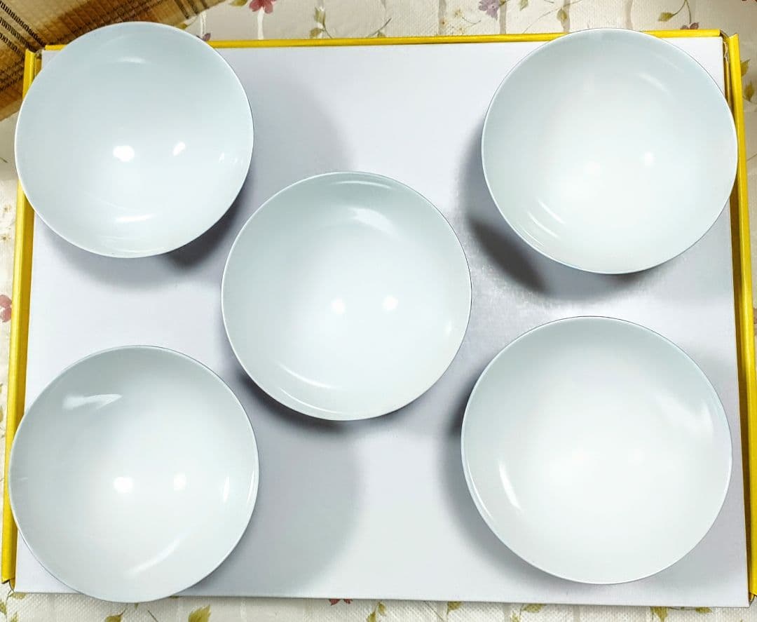 ●5704#0108　深川製磁/飯碗(青桜)5客セット　1218