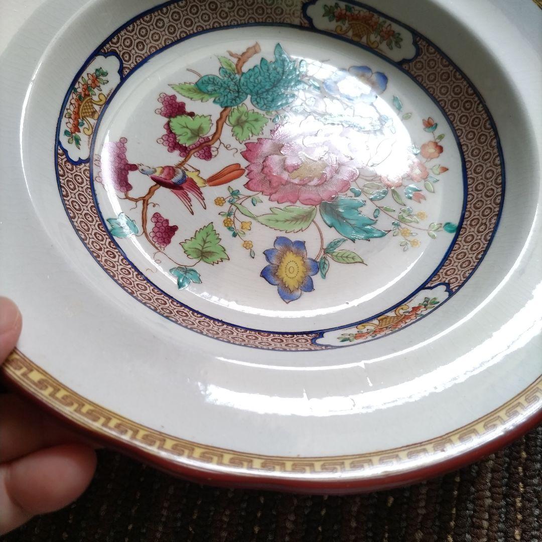 【美品】1900年代初期　スポード　コープランド　アジアンフラワー　スープ皿３枚