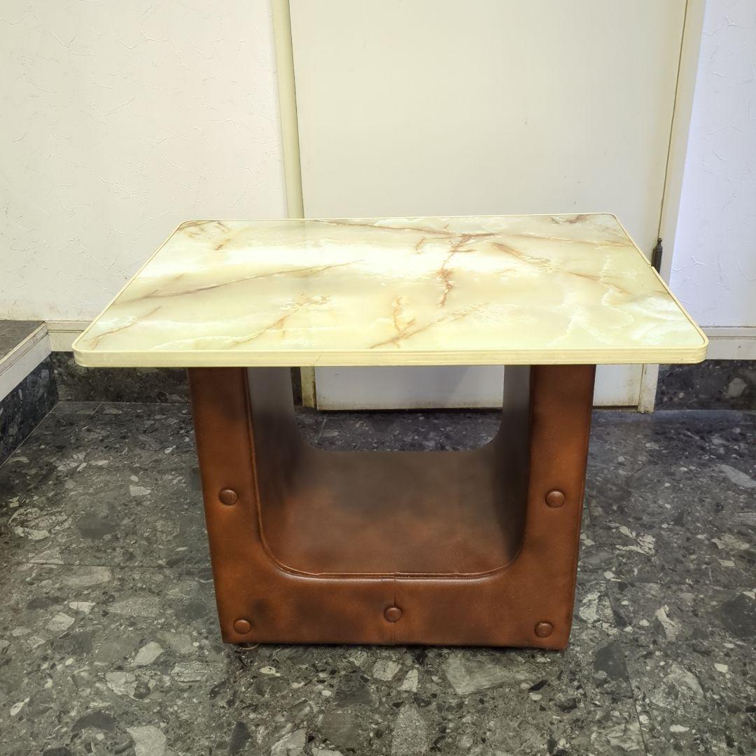 昭和レトロポップテーブル　ローテーブル　スペースエイジ　大理石柄テーブル