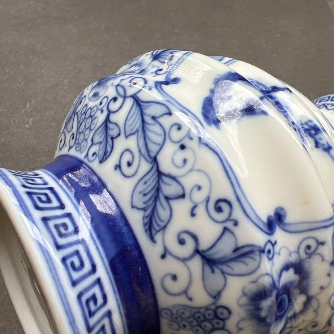 中国青花 染付 双耳瓶 花瓶 壺 陶磁器 古美術