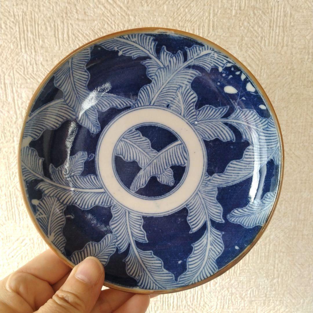 古伊万里明治印判芭蕉文平皿五客