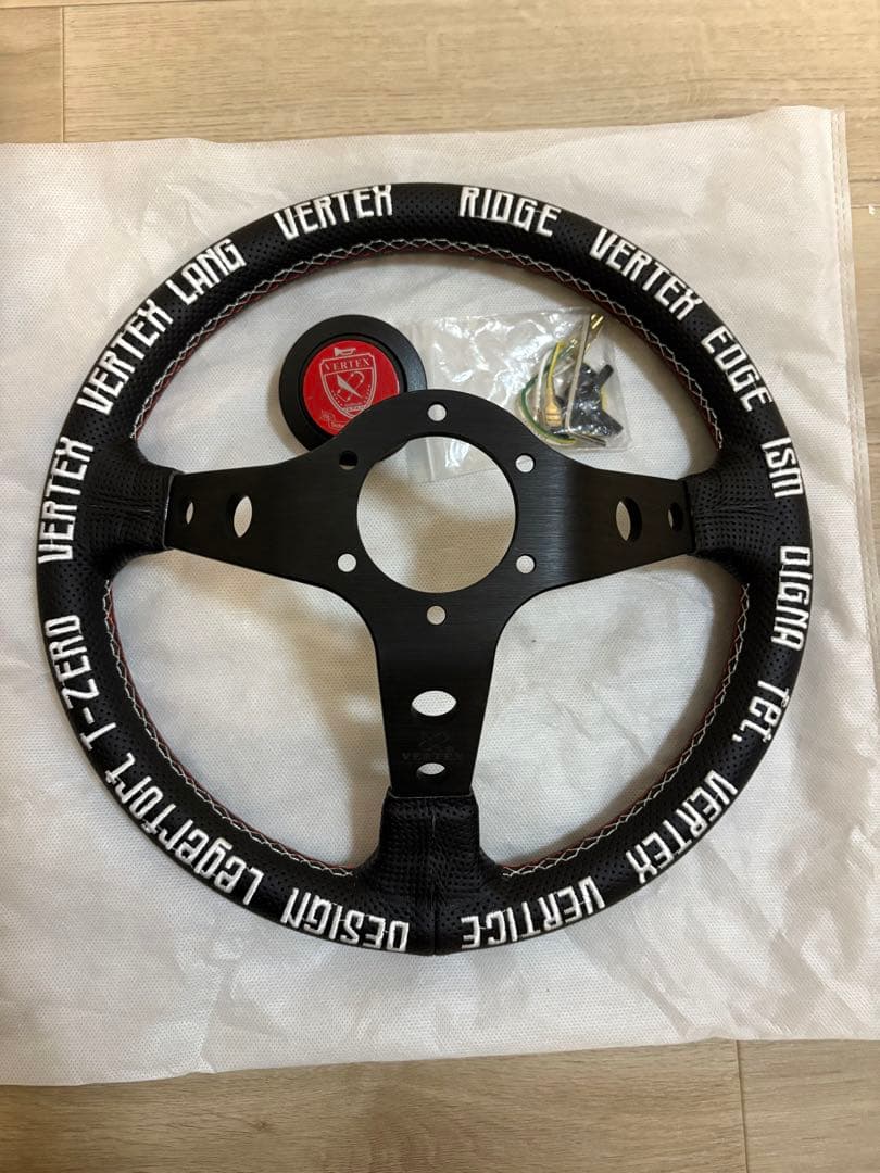 未使用【VERTEX】ヴェルテックスステアリング ディープコーン90mm レザー