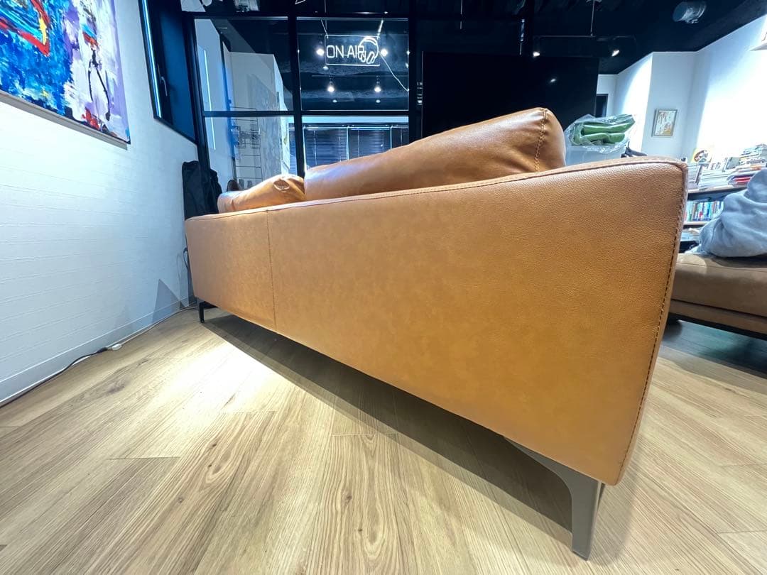 <値下げ中>NOCE ブラウンレザー 2.5人掛けソファ