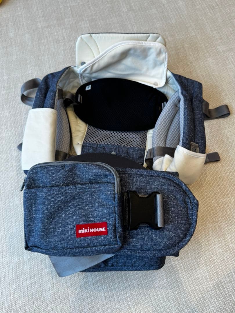 ミキハウス × ポグネー ベビーキャリア 抱っこ紐 デニム ヒップシート 箱無し