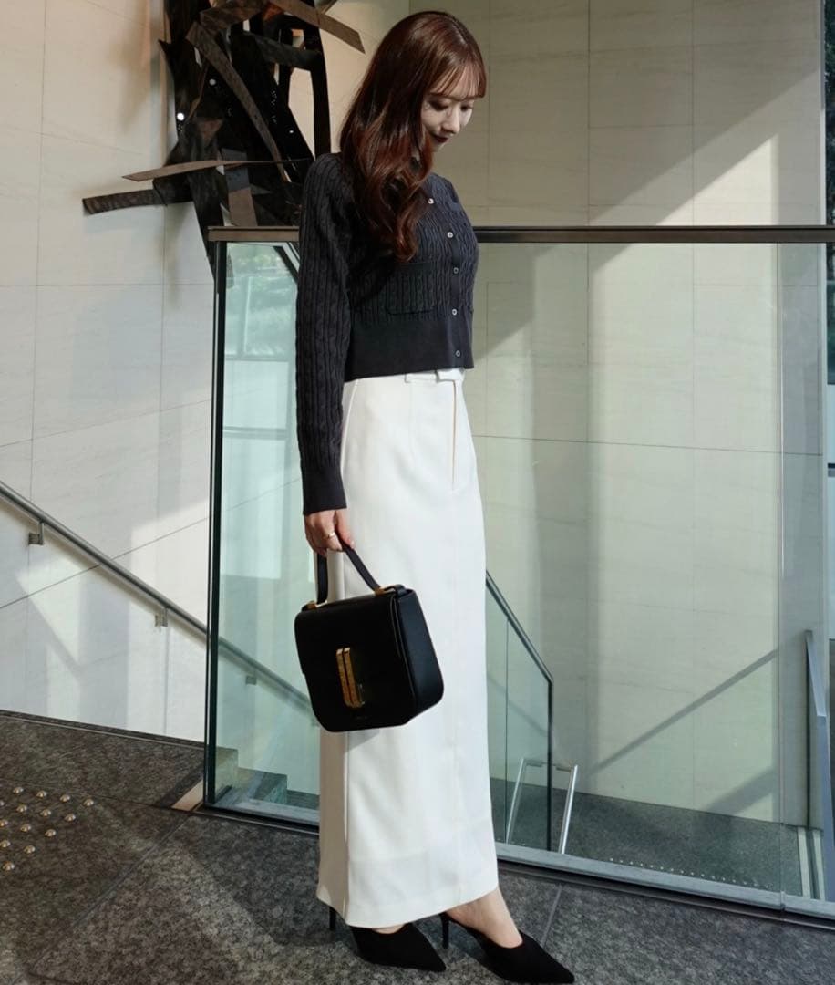 anuans 2026❤️美品❤️リトルケーブルニットカーディガンチャコールグレー