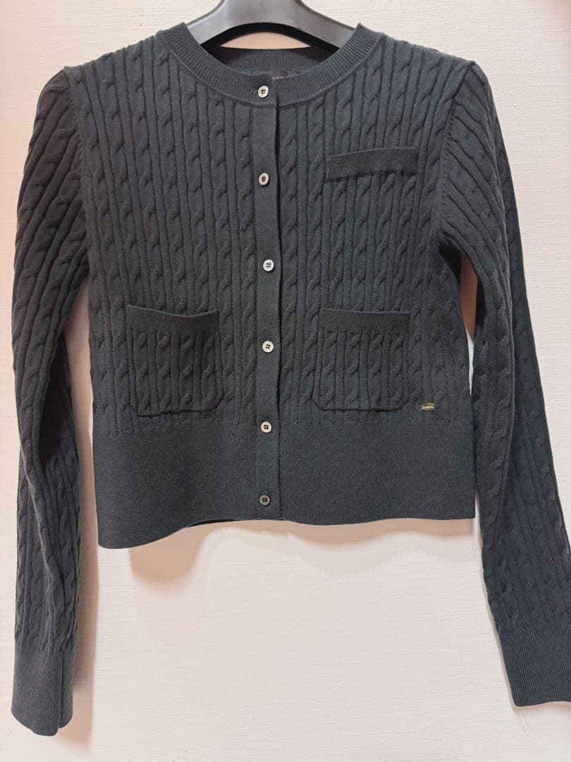 anuans 2026❤️美品❤️リトルケーブルニットカーディガンチャコールグレー