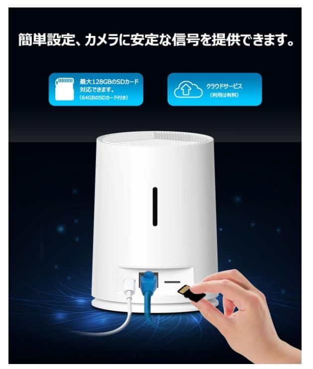 400万高画素防犯カメラセット・完全無線・64GBSDカード内蔵　工事不要