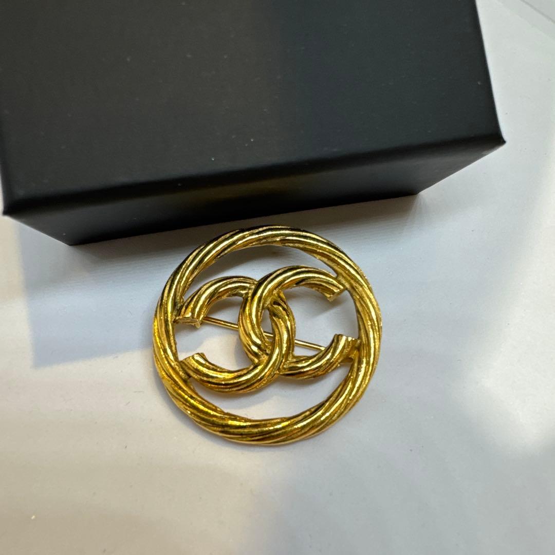 【美品】CHANELゴールドツイスト ブローチ CC ココマーク ヴィンテージ