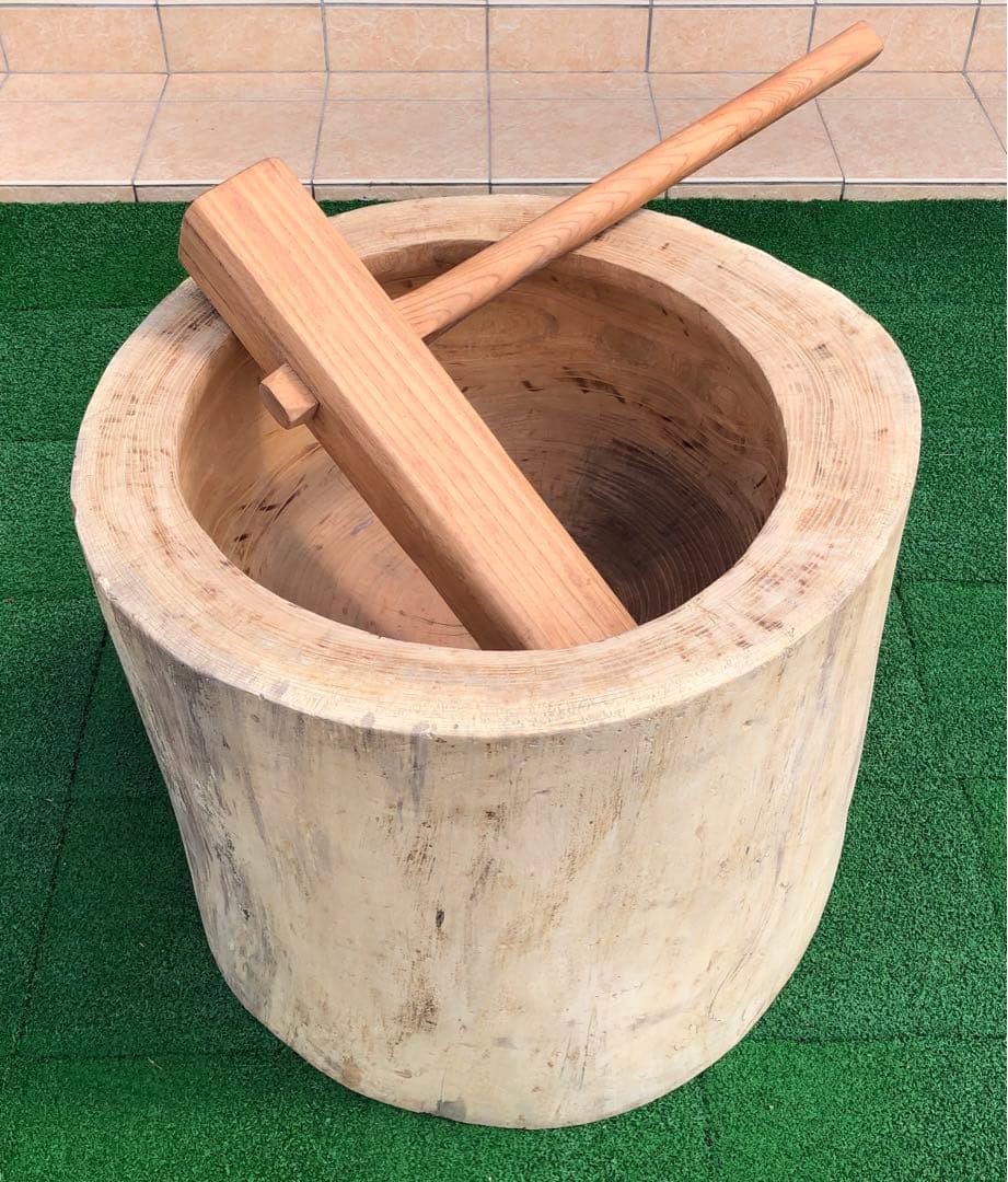 大型　うす　臼　きね　餅つきセット　昭和レトロ　アンティーク　イベント