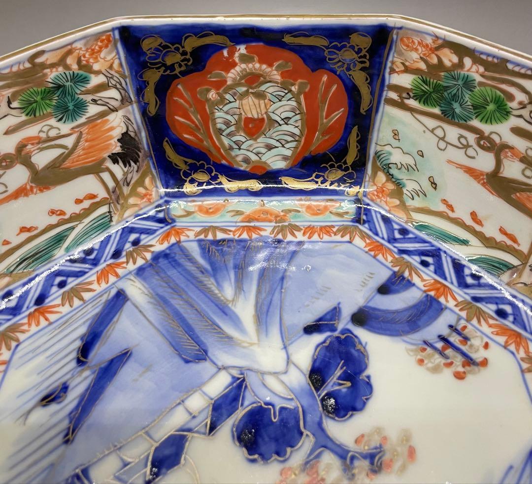 古伊万里　染錦　二重高台　三つ丼　鉢　飾り鉢　D132