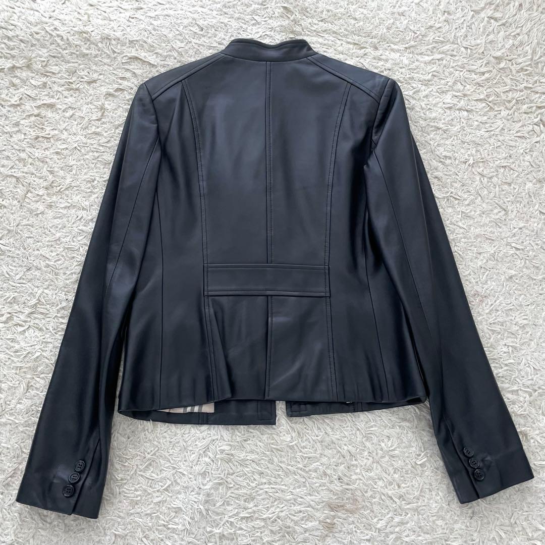 【極美品】バーバリー ロンドン ラム レザージャケット ノバチェック 黒 38