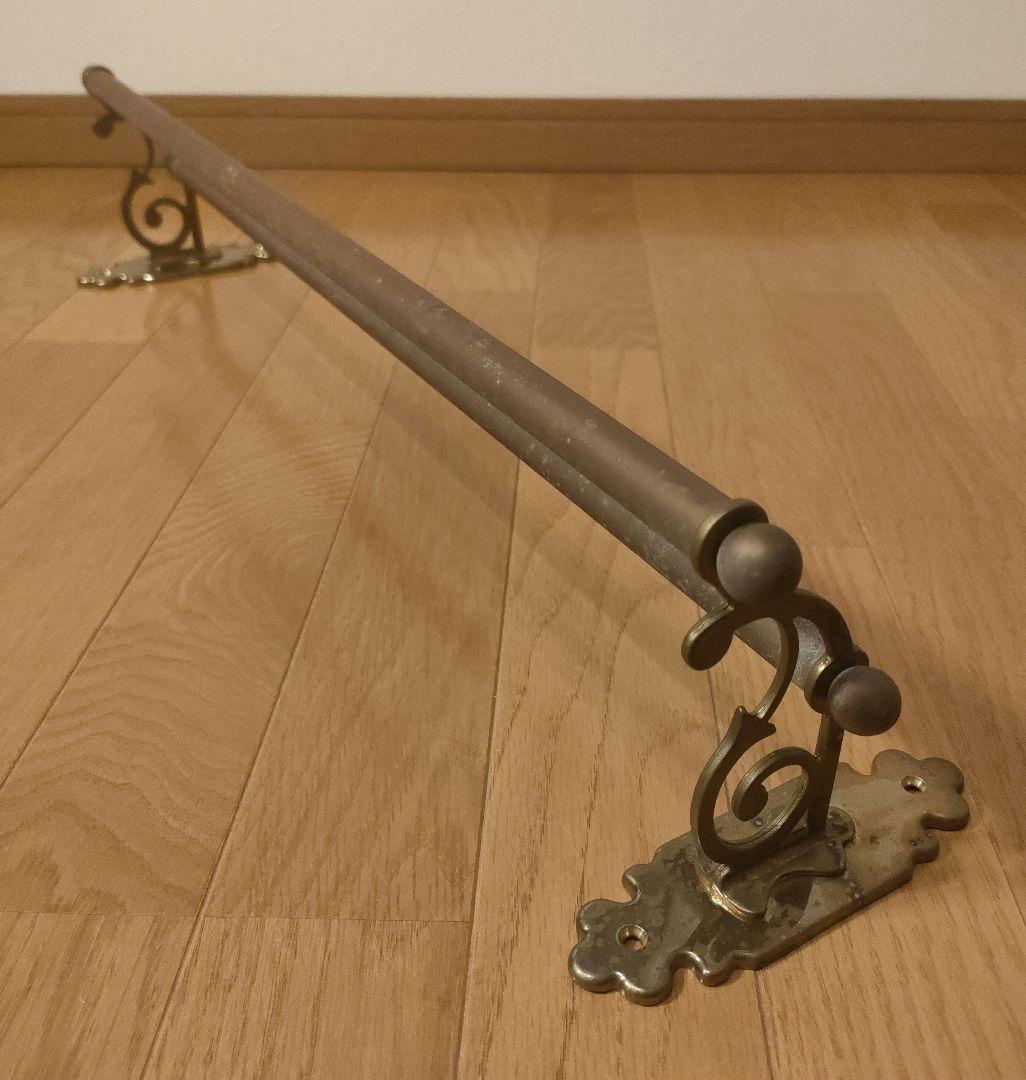 アンティーク 真鍮製 ダブルタオルバー 2連タオル掛け ロングタイプ イタリア製