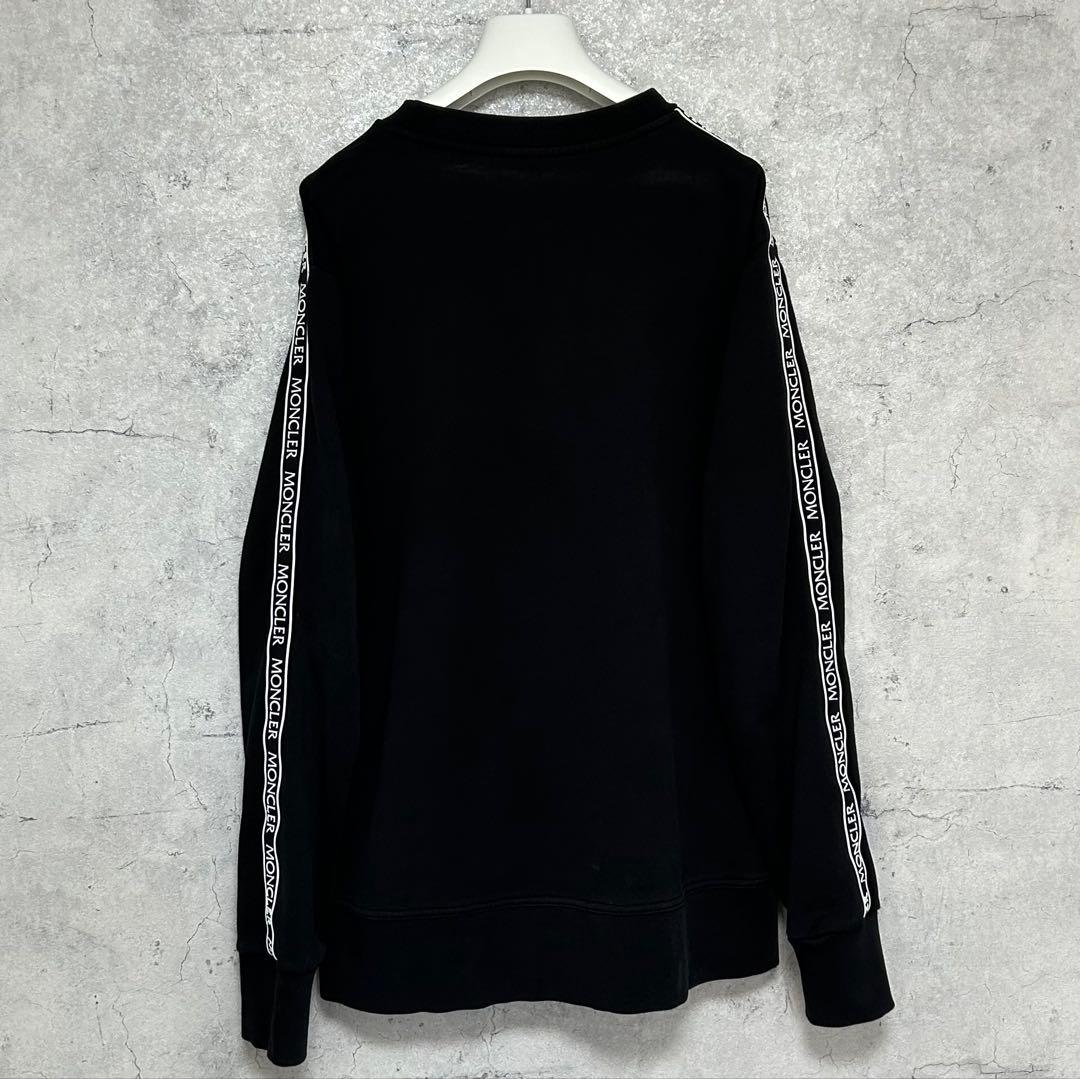 【人気】モンクレール レタリング サイドライン ロゴ トレーナー スウェット 黒