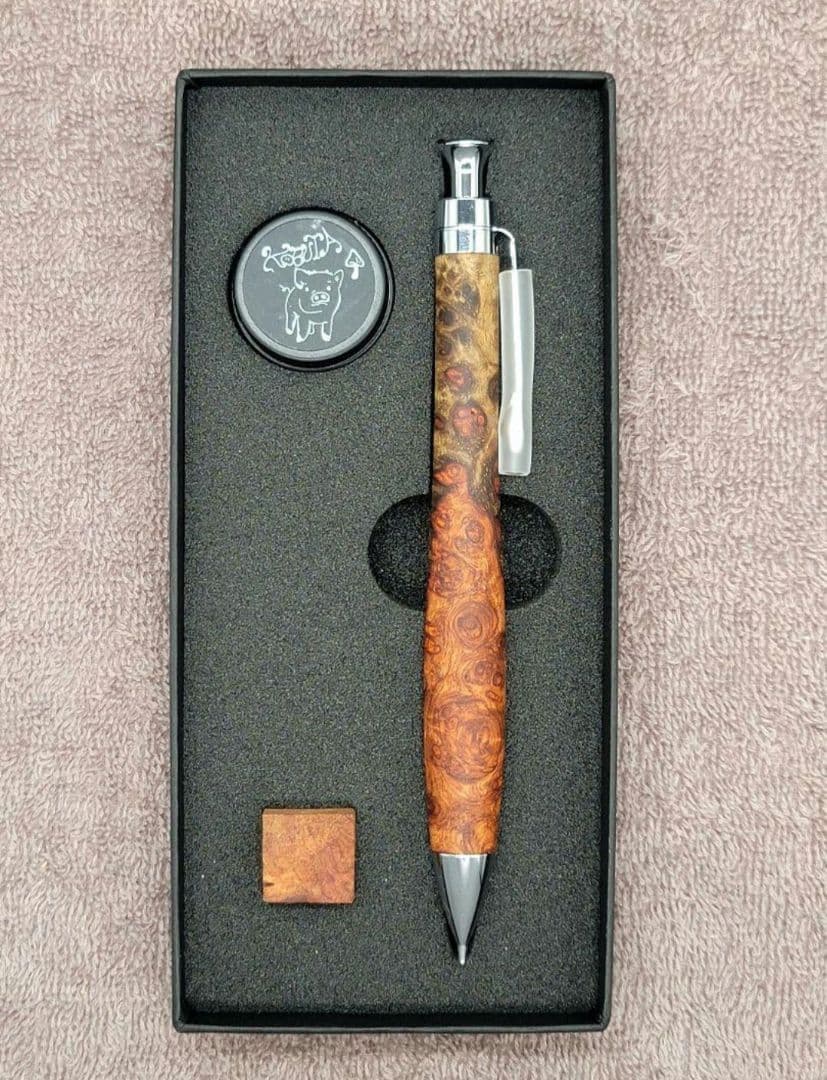 美品 極上花梨瘤紅白　シャープペンシル0.5ミリ