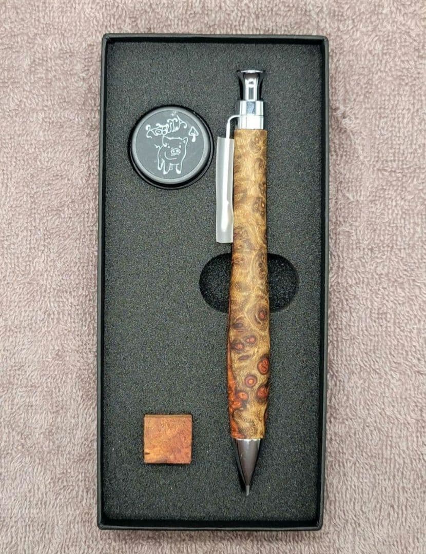 美品 極上花梨瘤紅白　シャープペンシル0.5ミリ