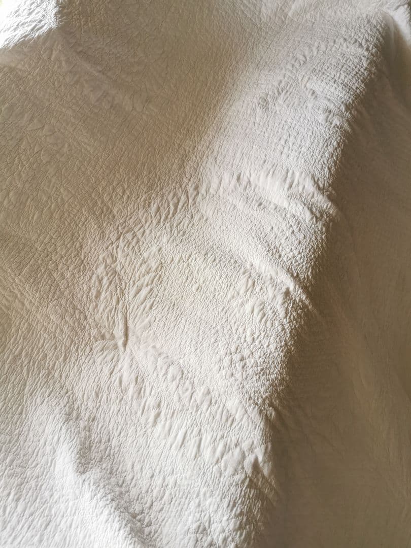 アンティーク ダーラムキルト 手縫 ブライダルホワイトキルト リーフ メダイヨン