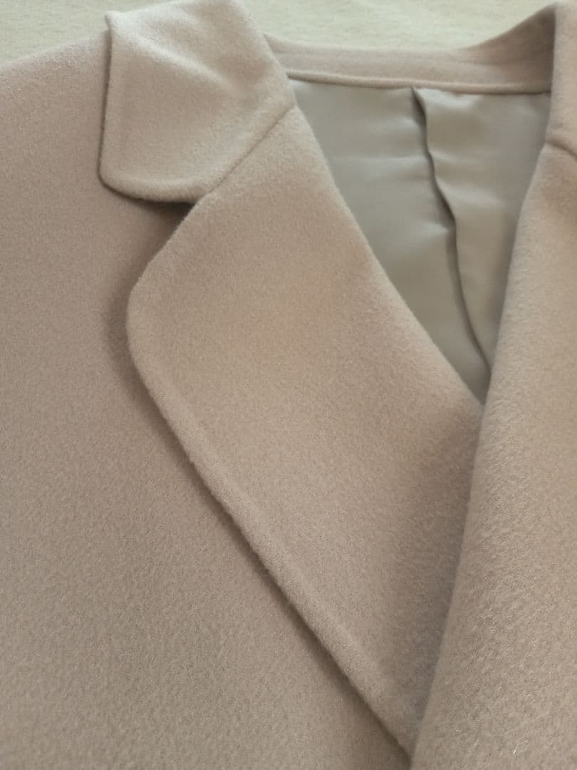 【匿名】大きいサイズカシミヤ100%ロングコートベージュダブル★バーバリー