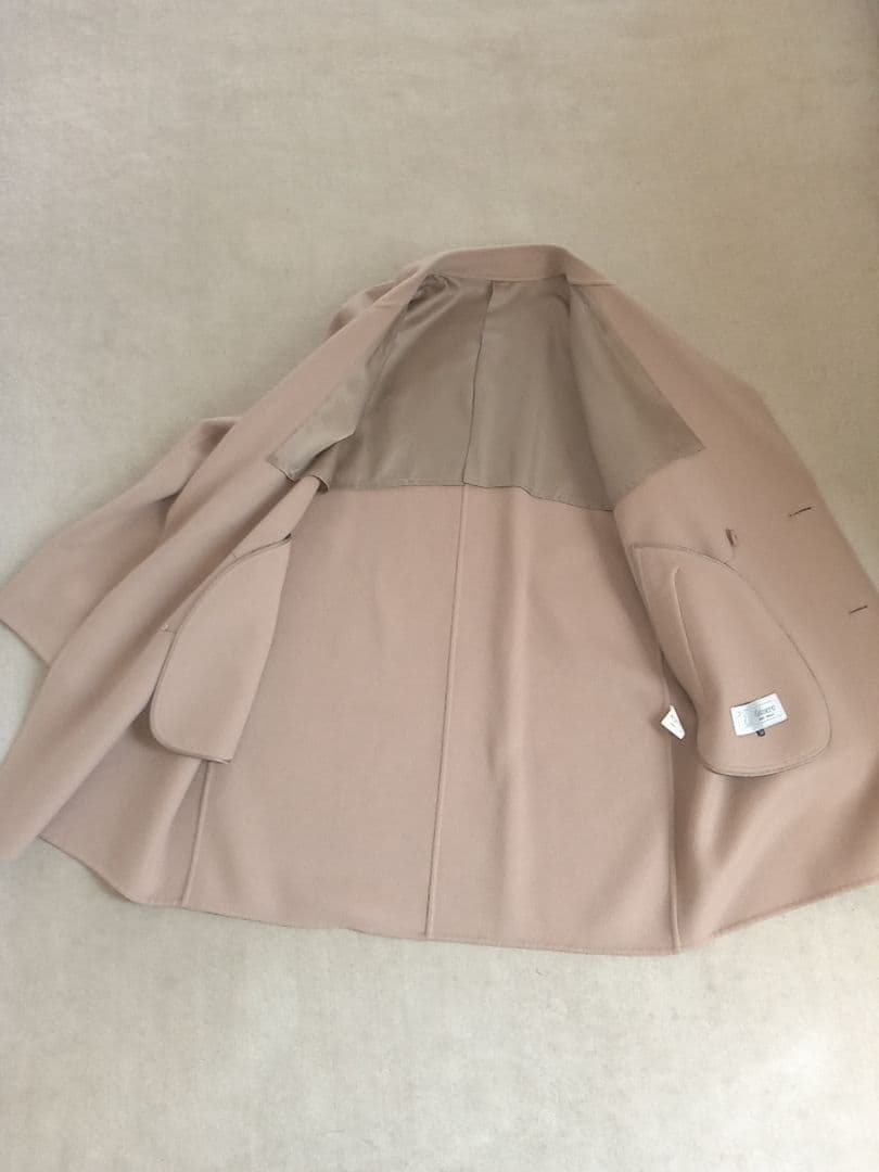 【匿名】大きいサイズカシミヤ100%ロングコートベージュダブル★バーバリー