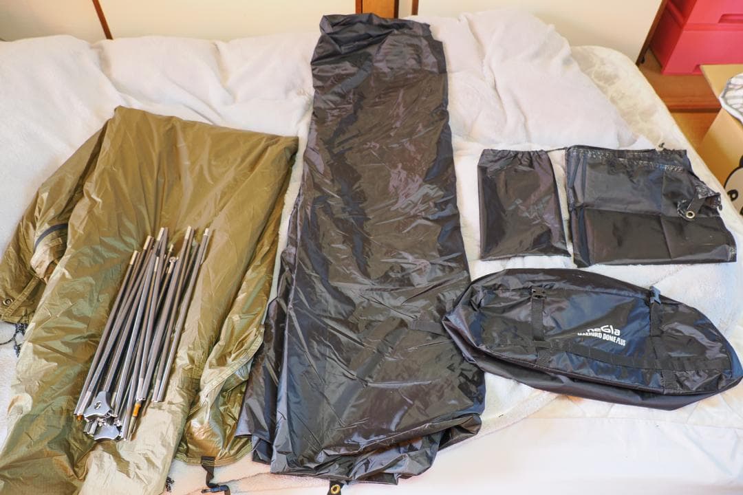 使用2回 焚火無 マエヒロドームプラス＆グランドシート付（注意：初期ペグ無し）