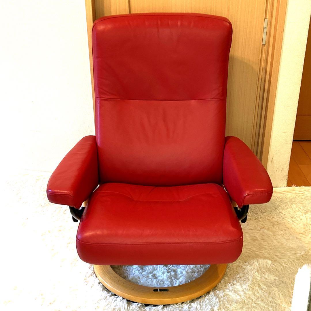 極美品　EKORNES リクライニングチェア 赤