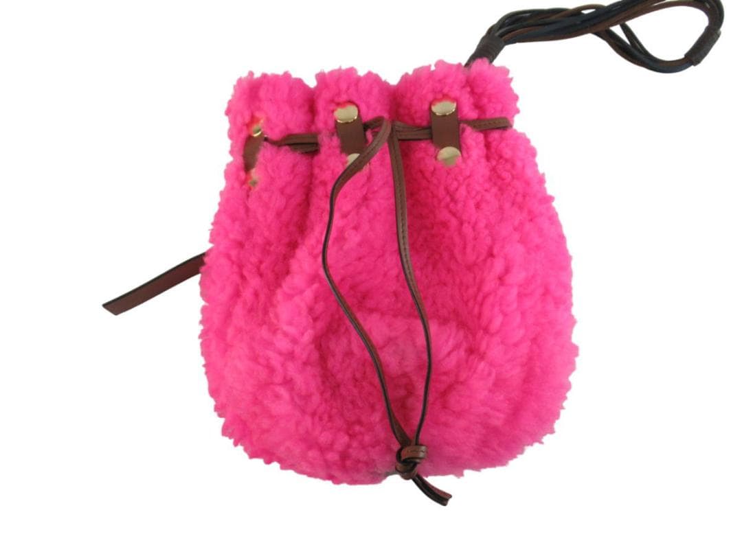 ■071201-072■超美品■マルニ■ハンドバッグ■巾着■ボア■ピンク■