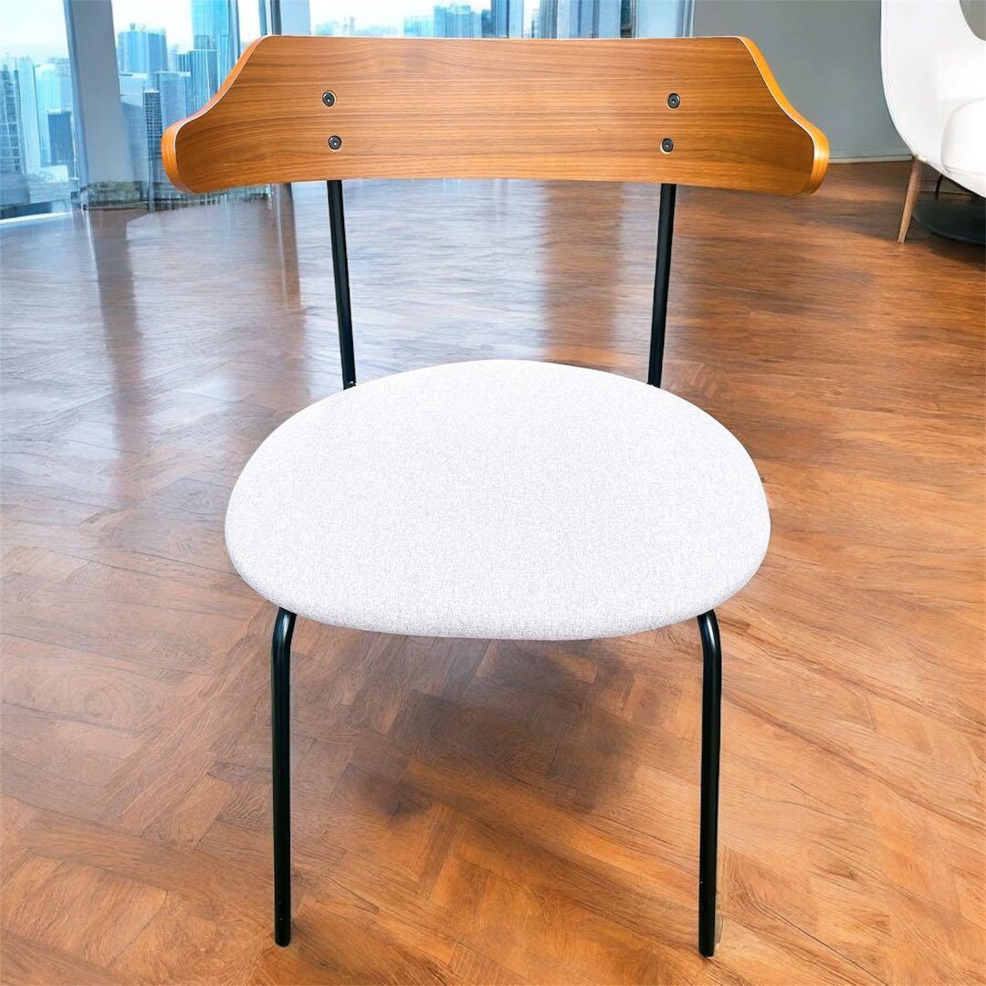 関家具　カペルⅢダイニングチェア座面ライトグレー　ウォルナット　2脚セット