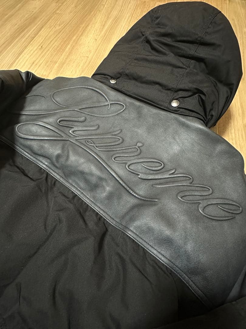 ジャケット・アウター supreme Leather Yoke Puffer Jacket XXL