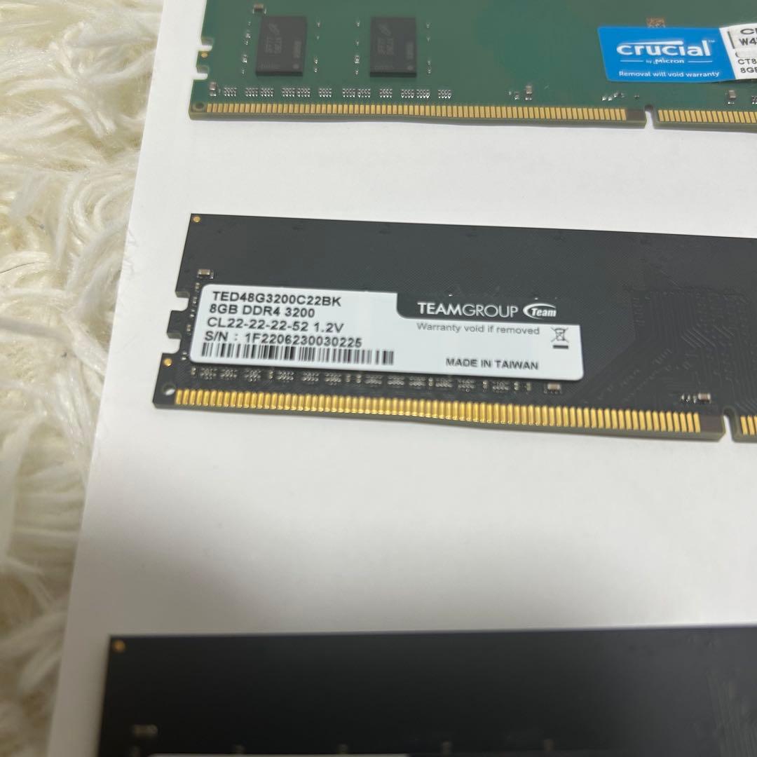 Crucial & TEAMGROUP 8GB DDR4 メモリ 3枚セット